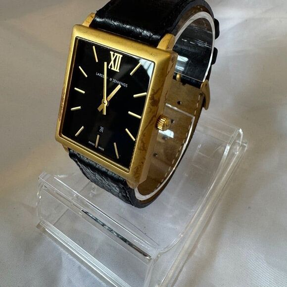 LARSSON & JENNINGS Norse Collection Black Gold Watch rectangle-square tank face main image 9